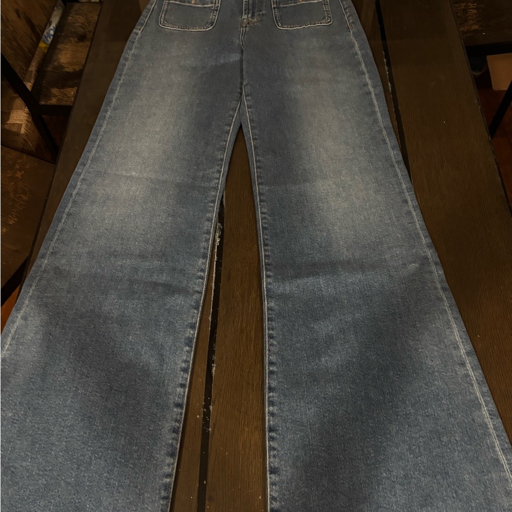 7 For All Mankind Dark Blue Flare Jeans,Modern Dojo Tailorless , Luxe Vintage
